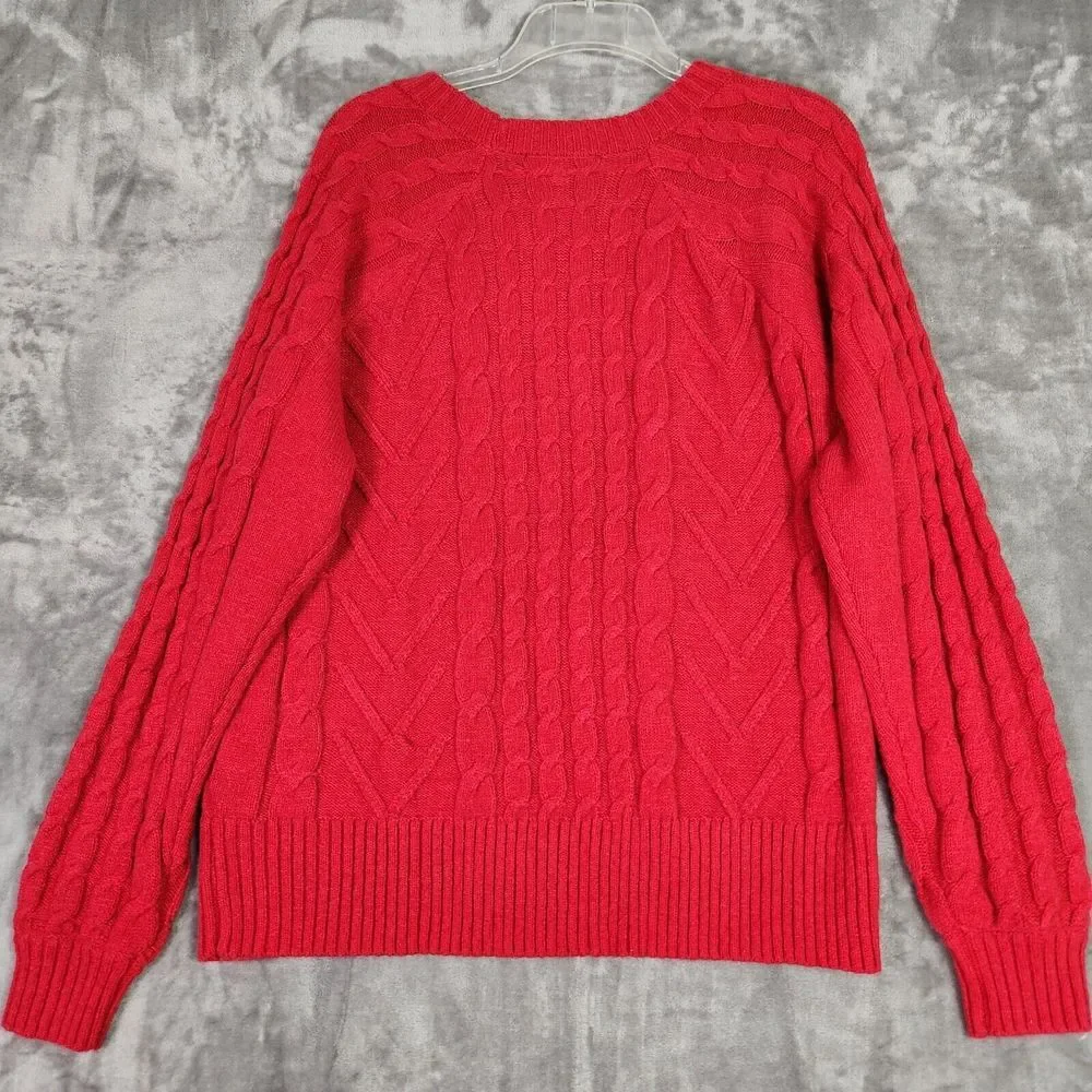 Eloquii Sweater Womens 14/16 Red Cable Knit Pullover Long Sleeve Soft Cozy NEW